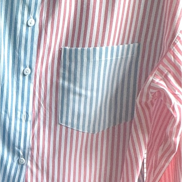 NEW - Women’s Sky Blue/Pink Contrast Striped
Print Shirt (Small) - Picture 2 of 7